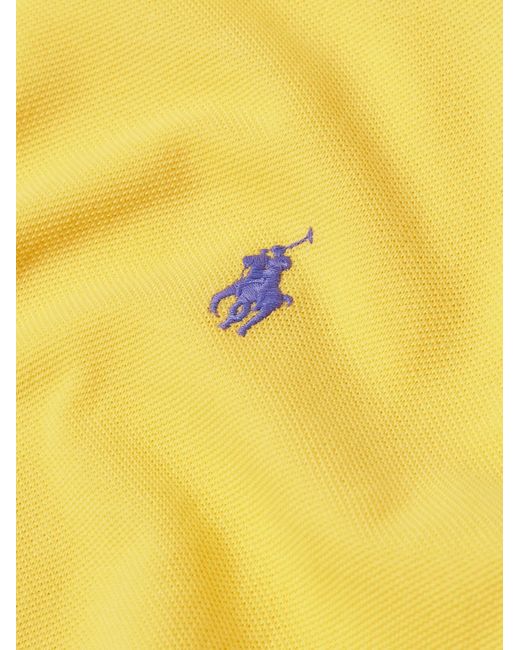 Polo slim-fit in cotone piqué con logo ricamato di Polo Ralph Lauren in Yellow da Uomo