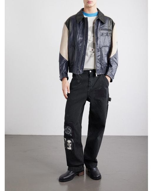 Enfants Riches Deprimes Blue Combaittimento Leather Jacket for men