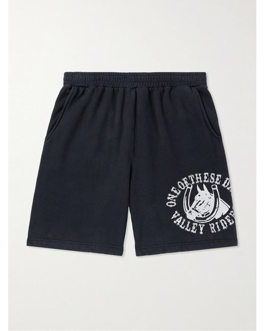 One Of These Days Blue Valley Riders Straight-leg Logo-print Cotton-jersey Shorts for men