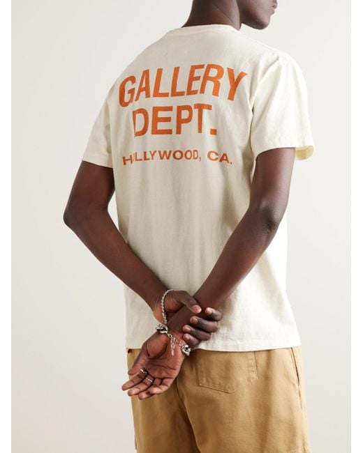 T-shirt in jersey di cotone con logo di GALLERY DEPT. in Natural da Uomo
