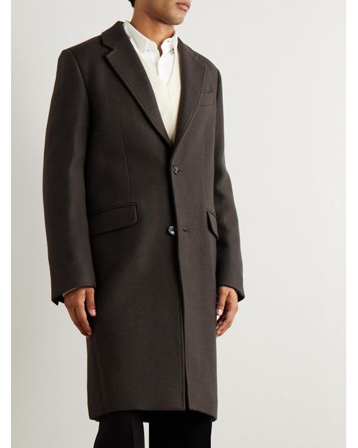AMI Black Boiled Wool-Gabardine Coat for men