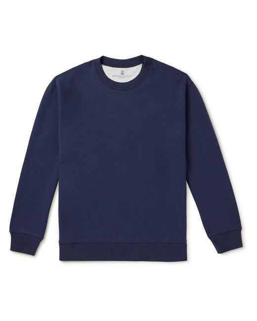 Brunello Cucinelli Blue Cotton-blend Jersey Sweatshirt for men