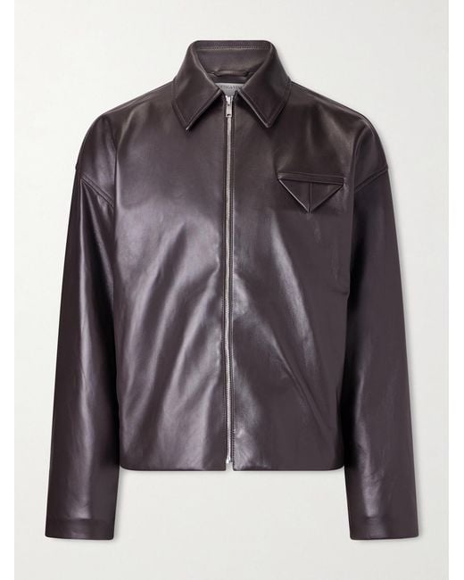Bottega Veneta Black Leather Blouson Jacket for men