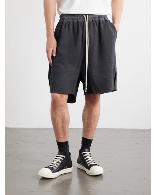 Rick Owens Blue Straight-Leg Cotton-Jersey Drawstring Shorts for men
