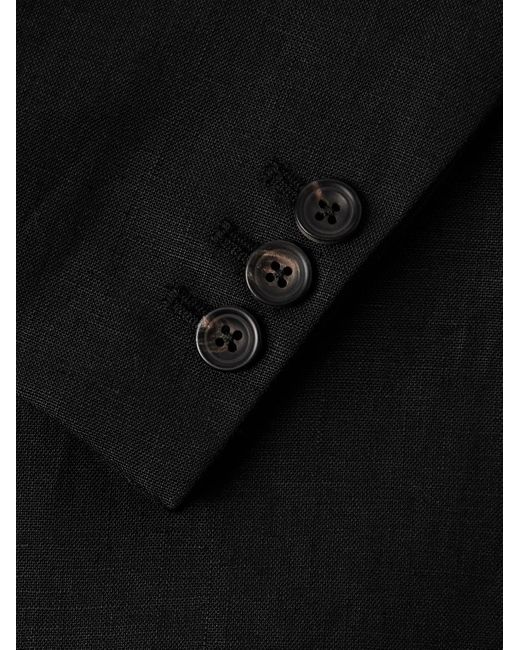 J. Mueser Black Waverly Slim-fit Double-breasted Linen Suit Jacket for men