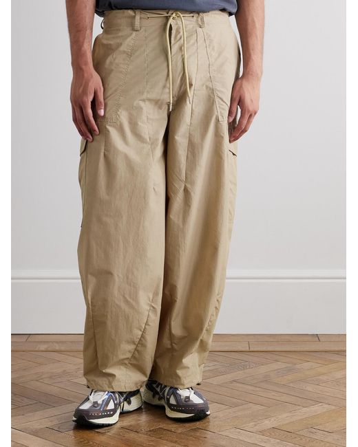 FRIZMWORKS Natural Balloon Barrel-leg Cotton-twill Drawstring Trousers for men