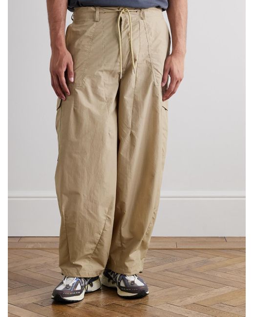 FRIZMWORKS Natural Balloon Barrel-leg Cotton-twill Drawstring Trousers for men