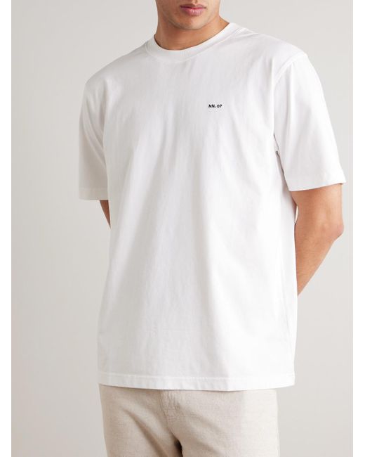 NN07 White Adam 3209 Logo-Embroidered Pima Cotton-Jersey T-Shirt for men