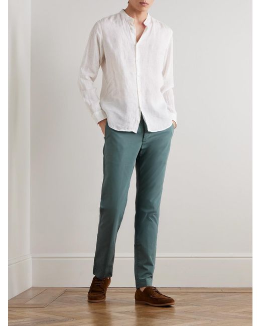 Sid Mashburn Green Field Slim-Fit Tapered Garment-Dyed Cotton-Twill Trousers for men
