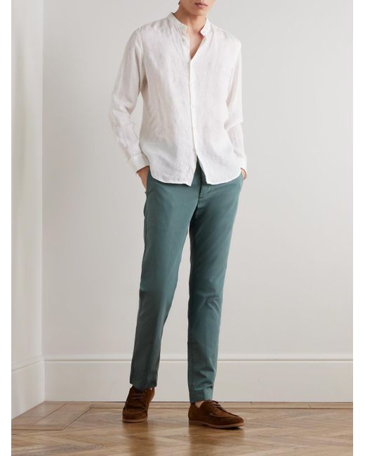 Sid Mashburn Green Field Slim-Fit Tapered Garment-Dyed Cotton-Twill Trousers for men