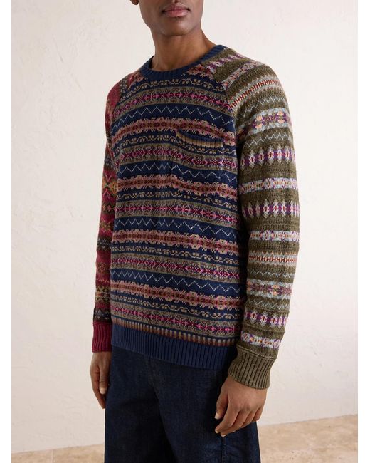 Polo Ralph Lauren Blue Fair Isle Linen, Cotton And Silk-Blend Sweater for men