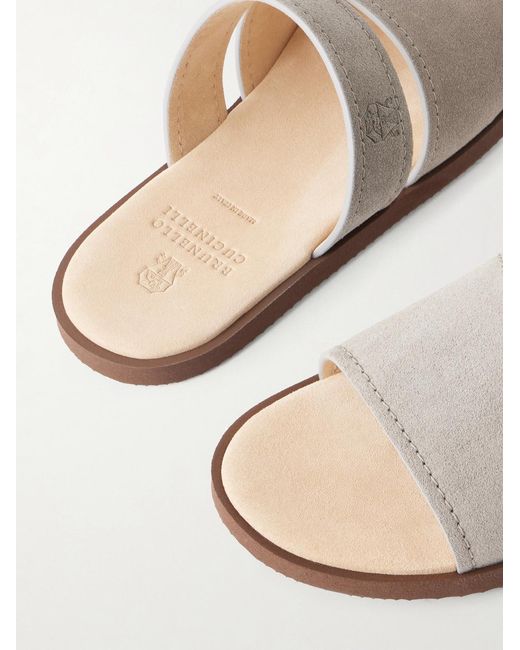 Brunello Cucinelli White Suede Sandals for men