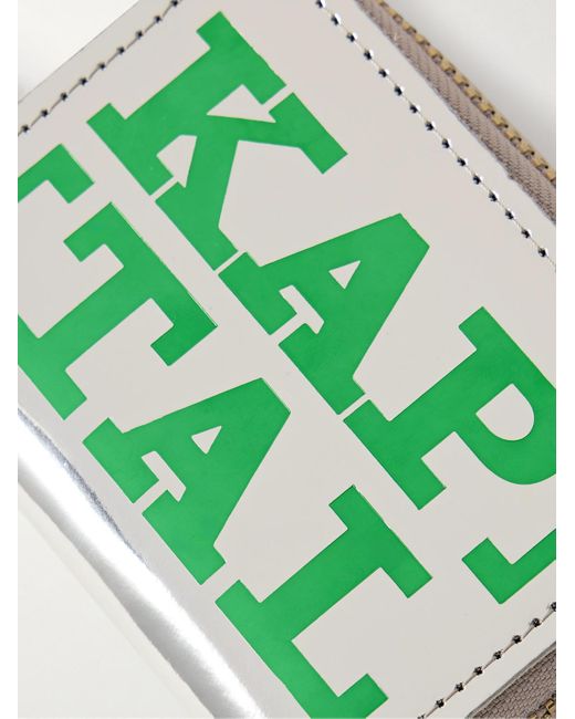 Kapital Green Thumbs-up Mini Logo-print Metallic Leather Zip-around Wallet for men