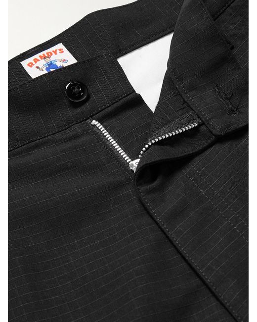 Randy's Garments Black Straight-Leg Mesh-Panelled Cotton-Ripstop Cargo Trousers for men