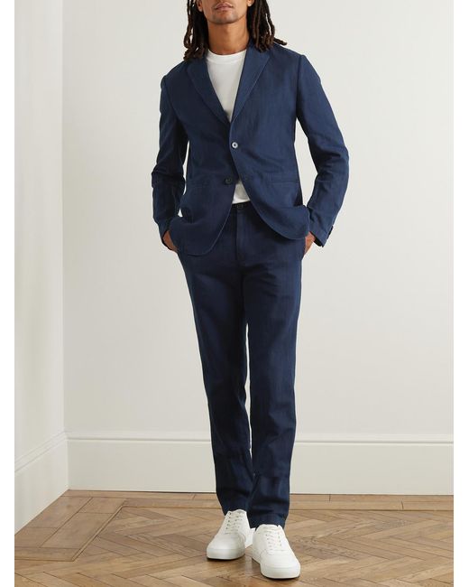 Theory Blue Clinton Cotton And Linen-Blend Blazer for men