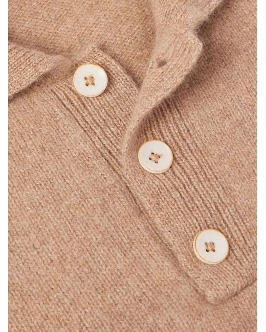 The Elder Statesman Natural Brushed-cashmere Polo Shirt for men