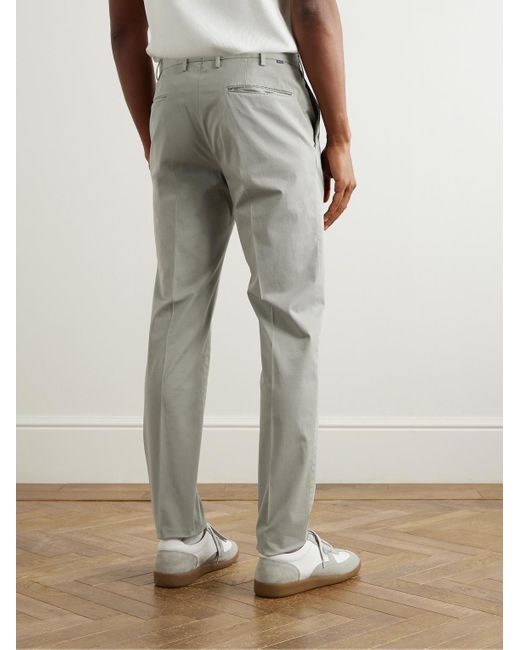 Incotex Venezia 1951 schmal geschnittene Hose aus Stretch-Baumwoll-Twill in Gray für Herren