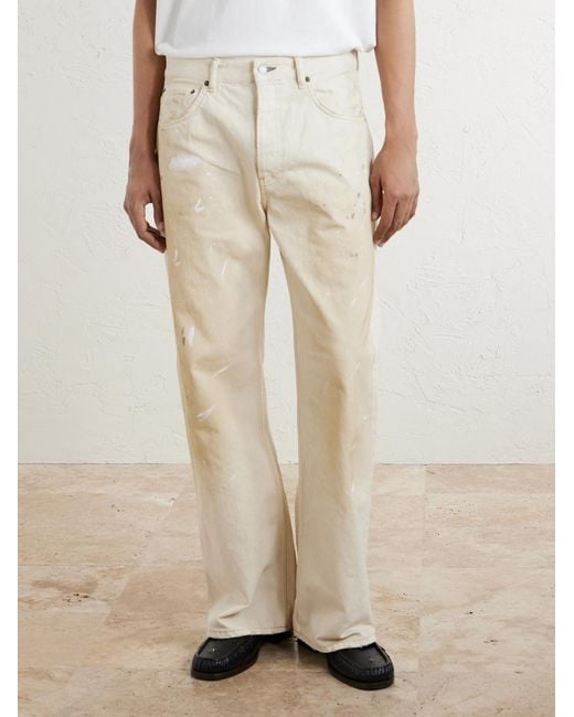 Acne Natural Paint-Splattered Straight-Leg Jeans for men