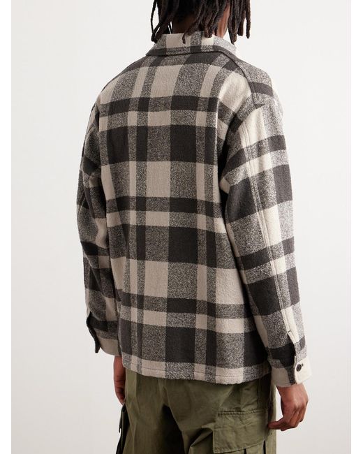 Kaptain Sunshine Gray Mill Checked Woven Overshirt for men