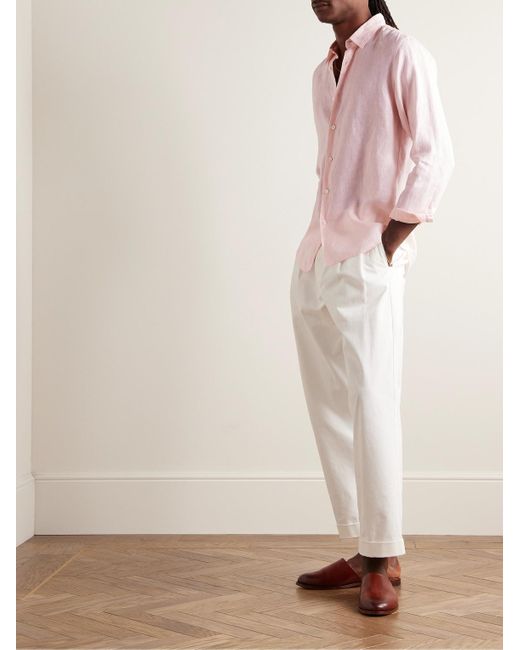 Theory Pink Irving Linen Shirt for men