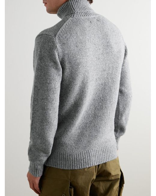 Hartford Gray Donegal Wool-Blend Rollneck Sweater for men