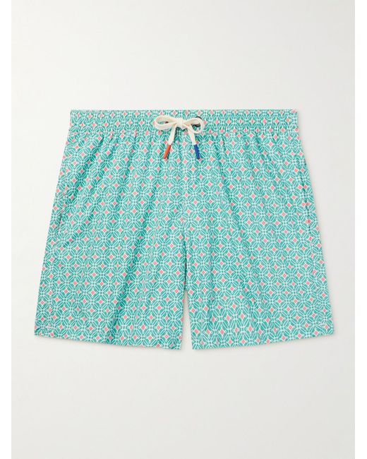 Altea Blue Diamond Straight-Leg Mid-Length Printed Swim Shorts for men