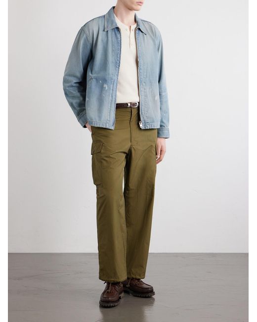 Fullcount Blue Distressed Denim Zip-up Jacket for men