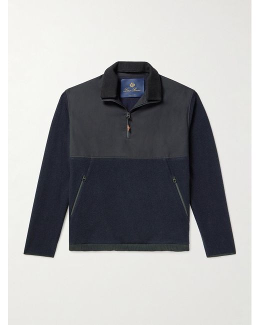 Loro Piana Blue Cashmere And Virgin Wool-blend Shell Half-zip Sweatshirt for men