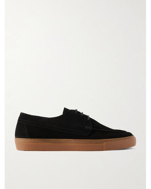 Mr P. Black Larry Suede Boat Shoes for men