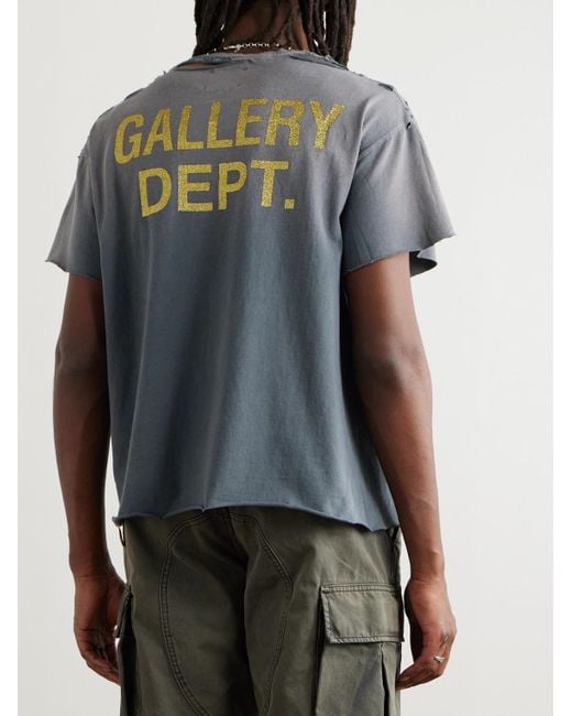 GALLERY DEPT. Gray Grailed Distressed Glittered Printed Cotton-Jersey T-Shirt for men
