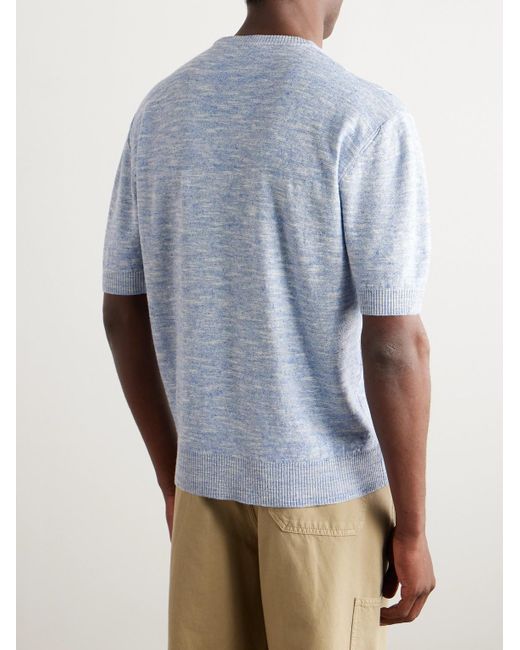 T-shirt in misto lino e seta a coste Tori di Loro Piana in Blue da Uomo