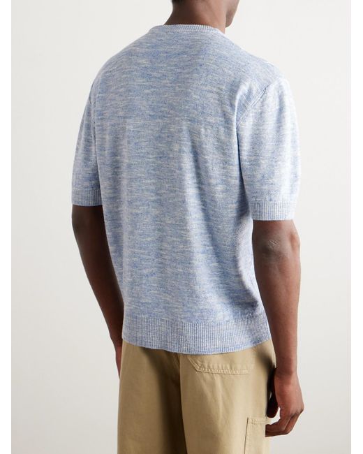 Loro Piana Blue Tori Ribbed Linen And Silk-Blend T-Shirt for men