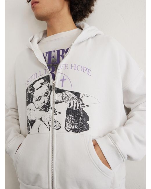 Enfants Riches Deprimes Natural I Still Have Hope Printed Cotton-jersey Zip-up Hoodie for men