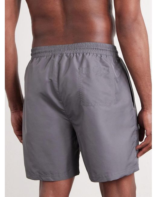Brunello Cucinelli Gray Straight-Leg Mid-Length Logo-Embroidered Swim Shorts for men