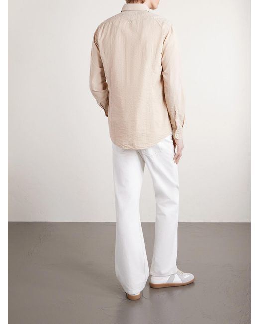 Massimo Alba Natural Genova Striped Cotton-Seersucker Shirt for men