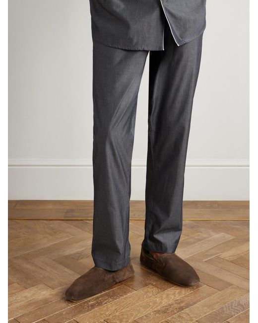 Mr P. Brown Plush-Lined Suede Slippers for men
