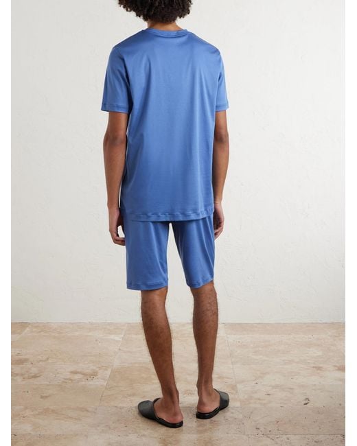 Zimmerli of Switzerland Blue Sea Island Cotton-Jersey Pyjama Set for men