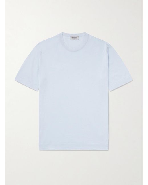 John Smedley Blue Lorca Slim-fit Sea Island Cotton T-shirt for men
