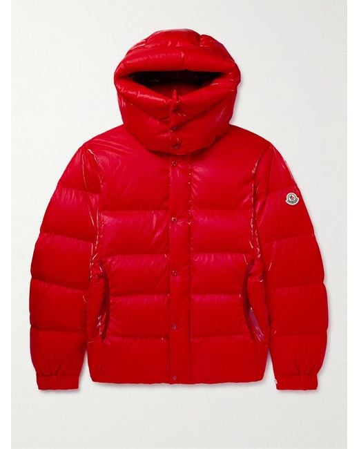 Moncler Red Verdon Quilted Coated Nylon-Ripstop Down Hooded Jacket for men