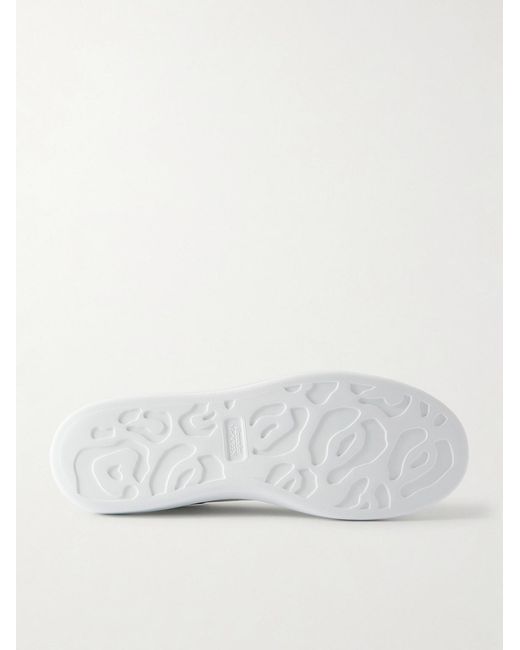 McQueen White Exaggerated-Sole Leather Sneakers for men