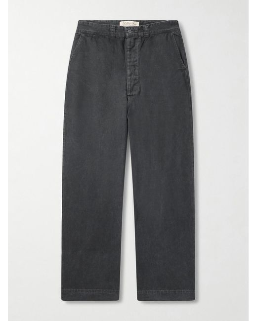 Remi Relief Gray Straight-Leg Cotton-Twill Trousers for men