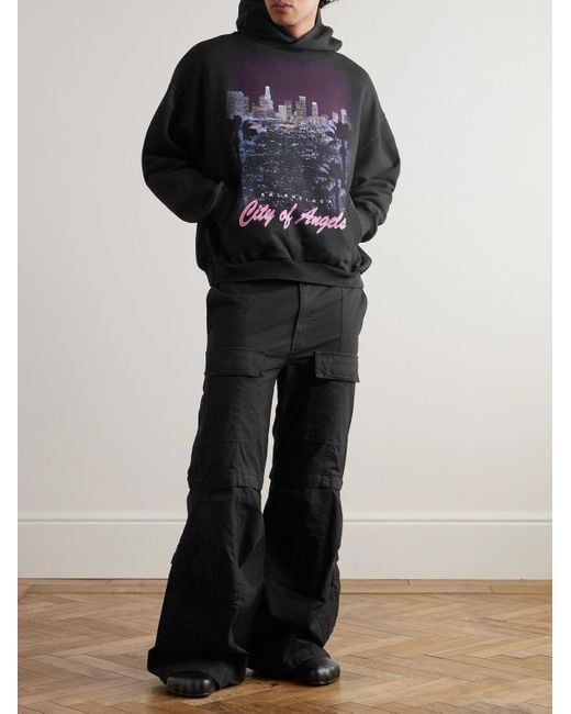 Balenciaga Black Printed Cotton-Jersey Hoodie for men
