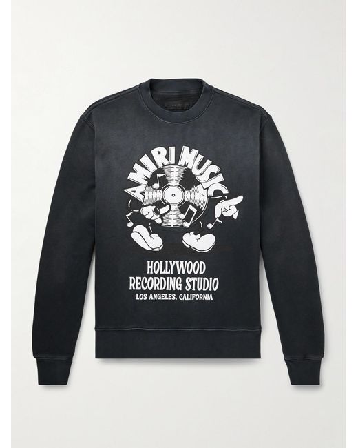 Amiri Blue Music Record Logo-Print Cotton-Jersey Sweatshirt for men