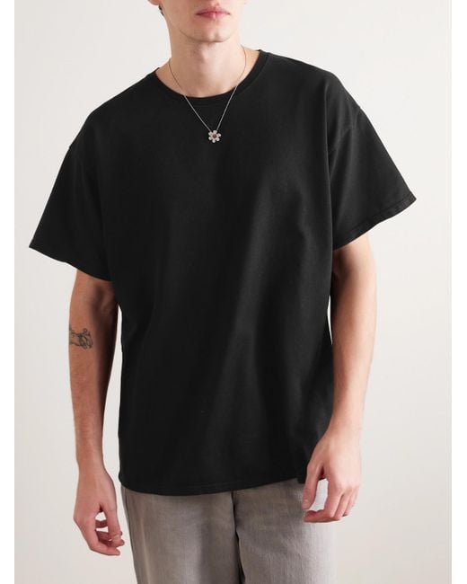 The Elder Statesman Black Cotton And Cashmere-Blend Jersey T-Shirt for men