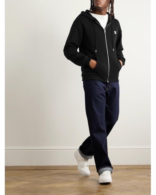 Céline Black Logo-Embroidered Cotton And Cashmere-Blend Zip-Up Hoodie for men