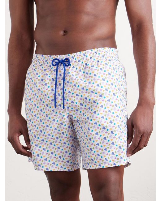 Vilebrequin Blue Moorea Straight-leg Mid-length Printed Swim Shorts for men