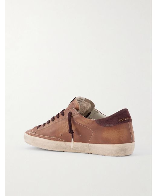 Golden Goose Deluxe Brand Brown Super-Star Private Edt Distressed Suede-Trimmed Leather Sneakers for men