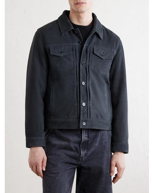 Officine Generale Blue Liam Suede Jacket for men