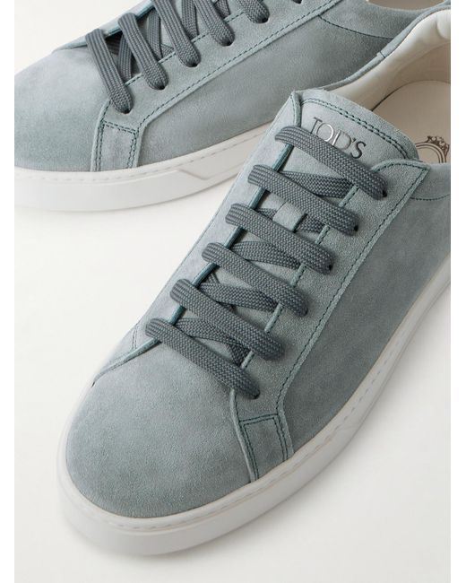 Tod's Blue Paneled Rubber-Trimmed Suede Sneakers for men