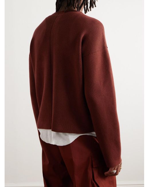 Rick Owens Red Ribbed Organic Cotton Sweater for men